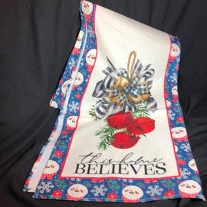 NWT This home Believes Christmas table runner Farmhouse design snowman
